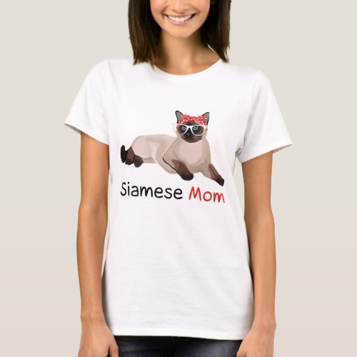 Siamese Cat Mom Kitten Womens Siamese Cat T_Shirt