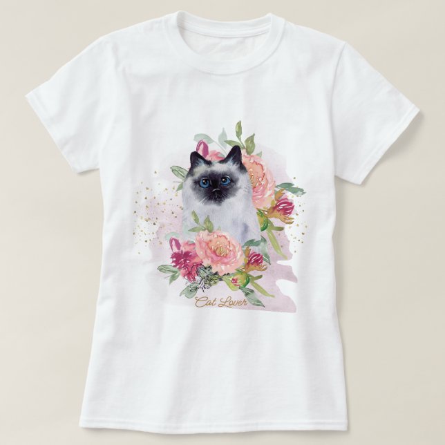 Siamese Cat Mom Pet Lover Happy Mothers Day T-Shirt (Design Front)