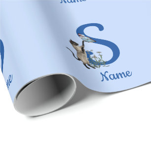 Siamese Cat Monogram Initial S Personalized Wrapping Paper