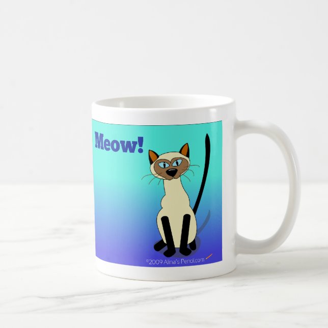 Siamese Cat Mug (blue) (Right)