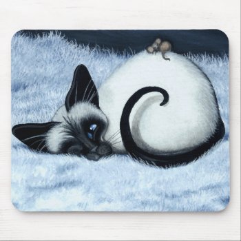 Siamese Cat Nap Mouse By Bihrle Mouse Pad by AmyLynBihrle at Zazzle