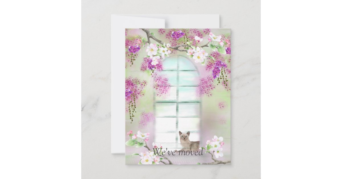 Siamese Cat New Address Announcement Note Card Zazzle