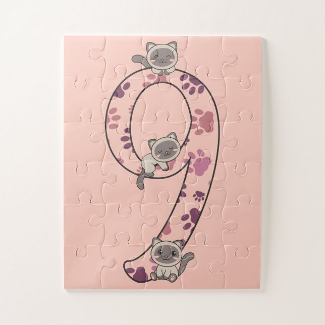 Siamese Cat Ninth Birthday For Kids Cats Jigsaw Pu Puzzle (Vertical)