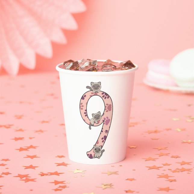 Siamese Cat Ninth Birthday For Kids Cats Paper Cup (Insitu)