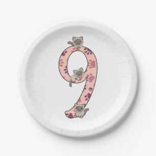 Siamese Cat Ninth Birthday For Kids Cats Paper Pla Plates