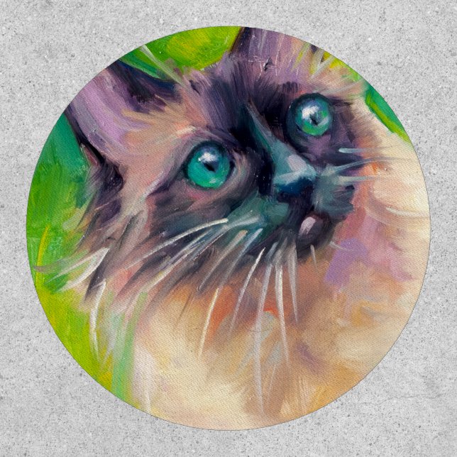 Siamese Cat Oil Painting Pet Art Portrait Patch (Front)