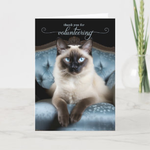 Siamese Cat on a Blue Chair Volunteer Thank You Card