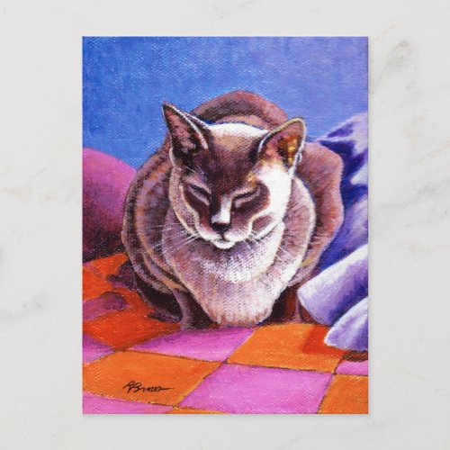 Siamese Cat on a Patchwork Quilt Postcard