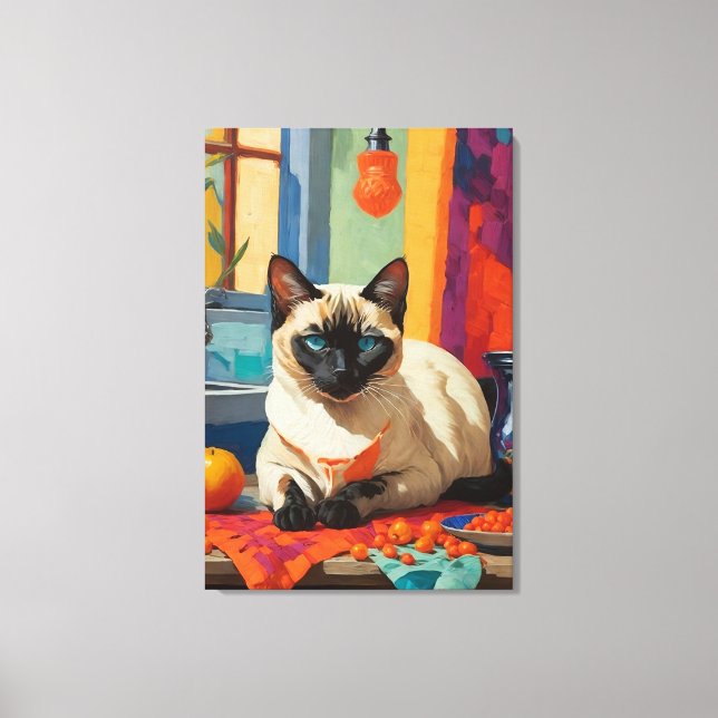 Siamese Cat on Countertop Canvas Print (Front)