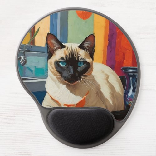 Siamese Cat on Countertop Gel Mouse Pad