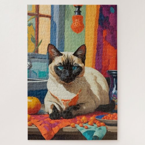 Siamese Cat on Countertop Jigsaw Puzzle