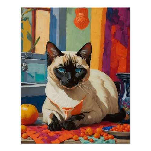 Siamese Cat on  Countertop Poster
