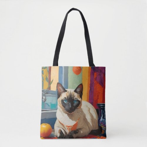 Siamese Cat on Countertop Tote Bag