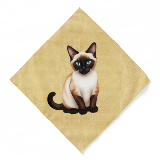 Siamese Cat On Old Paper Bandana