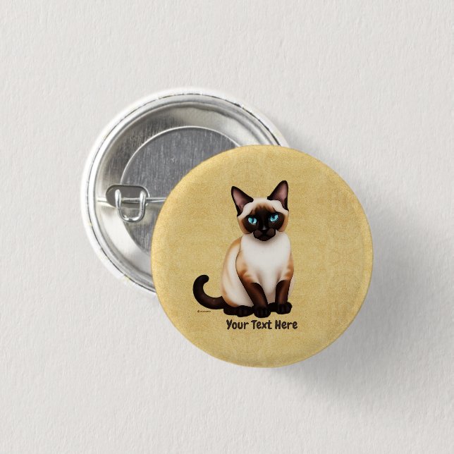 Siamese Cat On Old Paper Button (Front & Back)