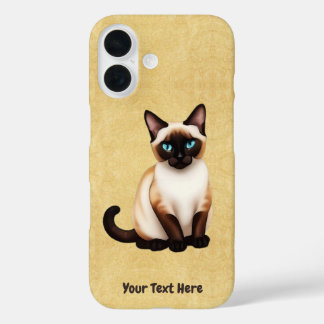 Siamese Cat On Old Paper iPhone 16 Case