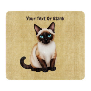 Siamese Cat On Old Paper Cutting Board