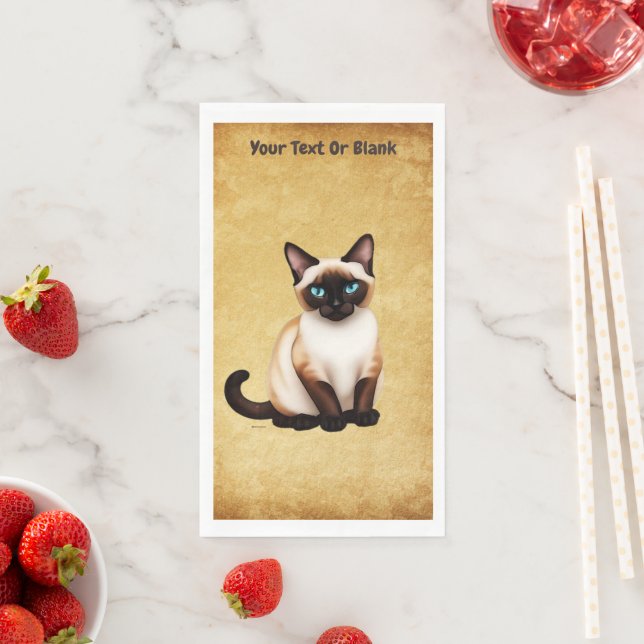 Siamese Cat On Old Paper Guest Towels (Insitu)