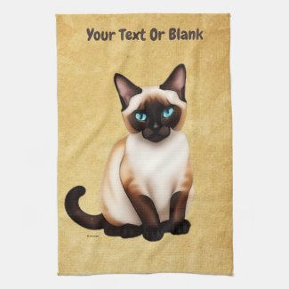 Siamese Cat On Old Paper