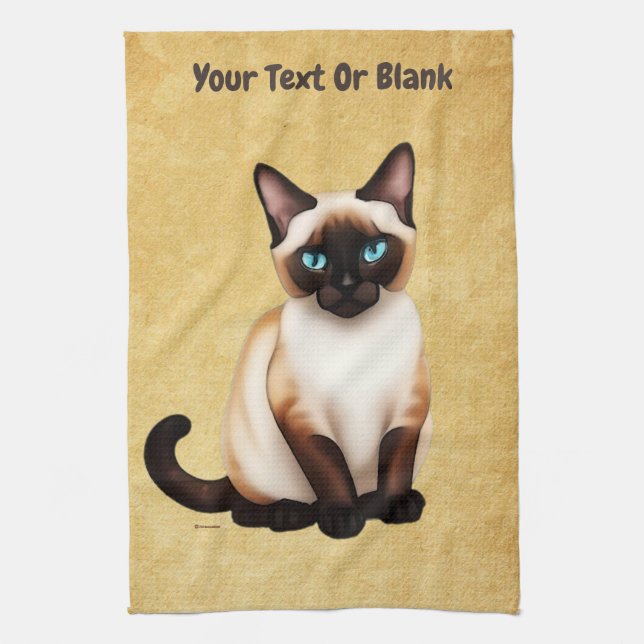 Siamese Cat On Old Paper Kitchen Towel (Vertical)