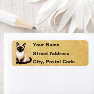 Siamese Cat On Old Paper Label