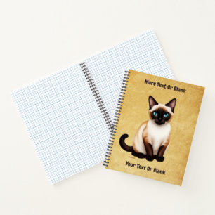 Siamese Cat On Old Paper Notebook