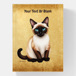 Siamese Cat On Old Paper Paperweight