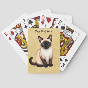 Siamese Cat On Old Paper Poker Cards