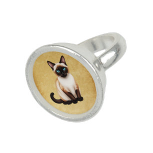 Siamese Cat On Old Paper Ring