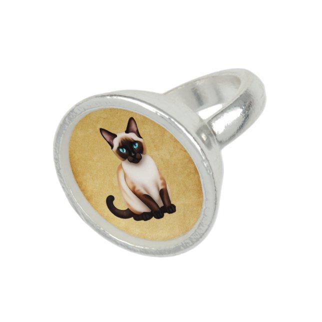 Siamese Cat On Old Paper Ring (Top)