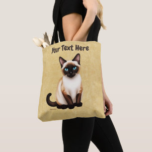 Siamese Cat On Old Paper Tote Bag