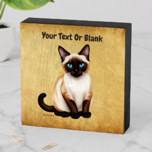 Siamese Cat On Old Paper Wooden Box Sign