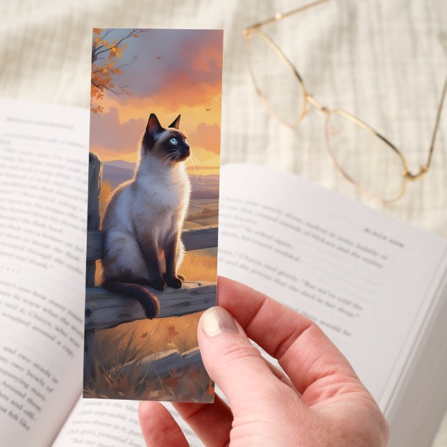 Siamese cat on split rail fence bookmarks (Hand)
