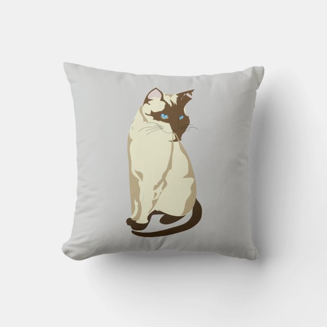 Siamese Cat on Throw Pillow (Front)