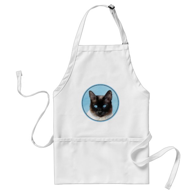 Siamese Cat Painting - Cute Original Cat Art Adult Apron (Front)