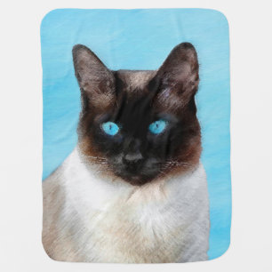 Siamese Cat Painting - Cute Original Cat Art Baby Blanket