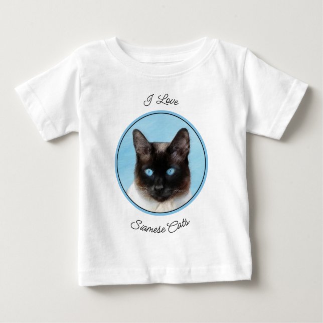 Siamese Cat Painting - Cute Original Cat Art Baby T-Shirt (Front)