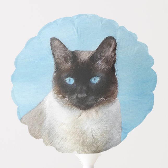 Siamese Cat Painting - Cute Original Cat Art Balloon (Front)