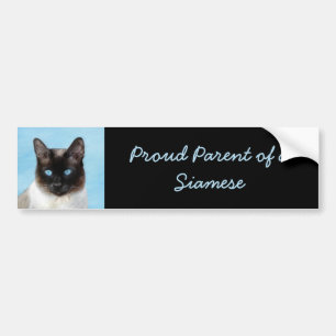 Siamese Cat Painting - Cute Original Cat Art Bumper Sticker
