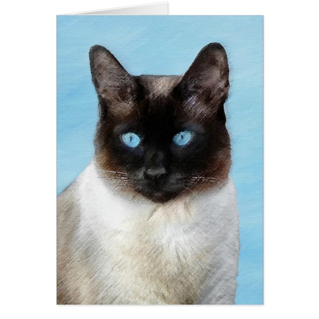 Siamese Cat Painting - Cute Original Cat Art Cards (Front)