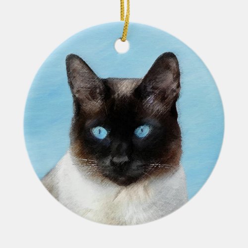 Siamese Cat Painting _ Cute Original Cat Art Ceramic Ornament