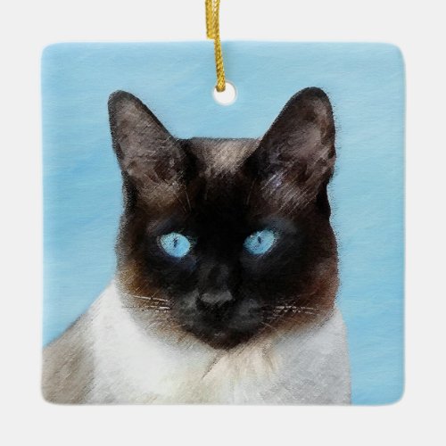 Siamese Cat Painting _ Cute Original Cat Art Ceramic Ornament