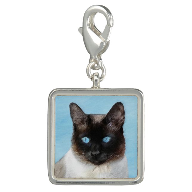 Siamese Cat Painting - Cute Original Cat Art Charm (Front)