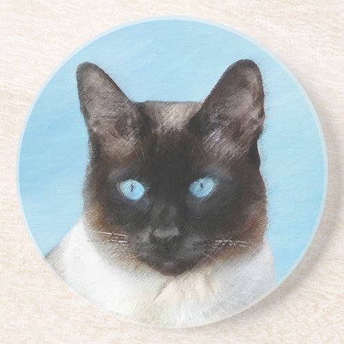 Siamese Cat Painting _ Cute Original Cat Art Coaster