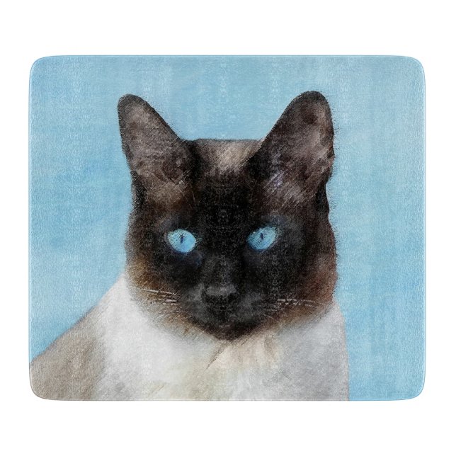 Siamese Cat Painting - Cute Original Cat Art Cutting Board (Front)