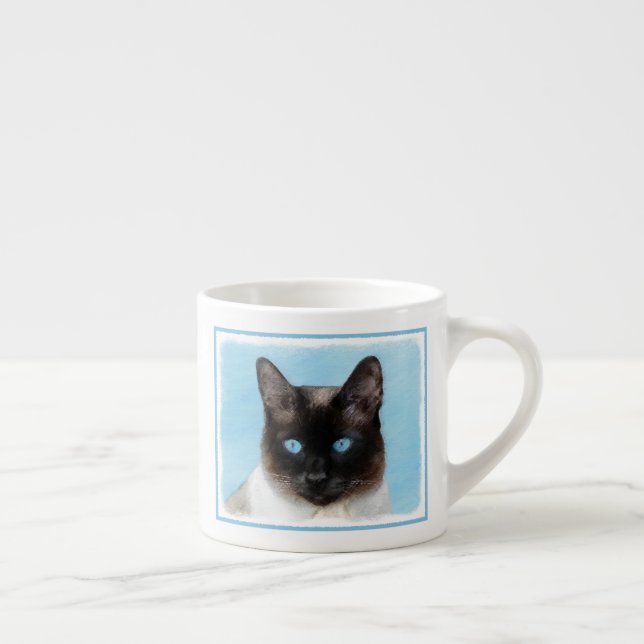 Siamese Cat Painting - Cute Original Cat Art Espresso Cup (Right)