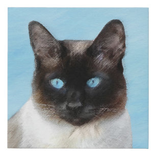 Siamese Cat Painting - Cute Original Cat Art Faux Canvas Print