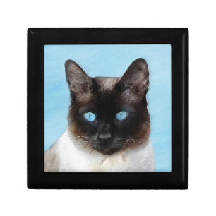 Siamese Cat Painting - Cute Original Cat Art Gift Box