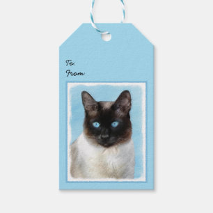 Siamese Cat Painting - Cute Original Cat Art Gift Tags