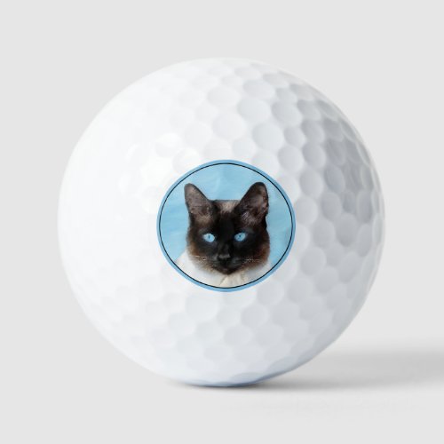 Siamese Cat Painting _ Cute Original Cat Art Golf Balls